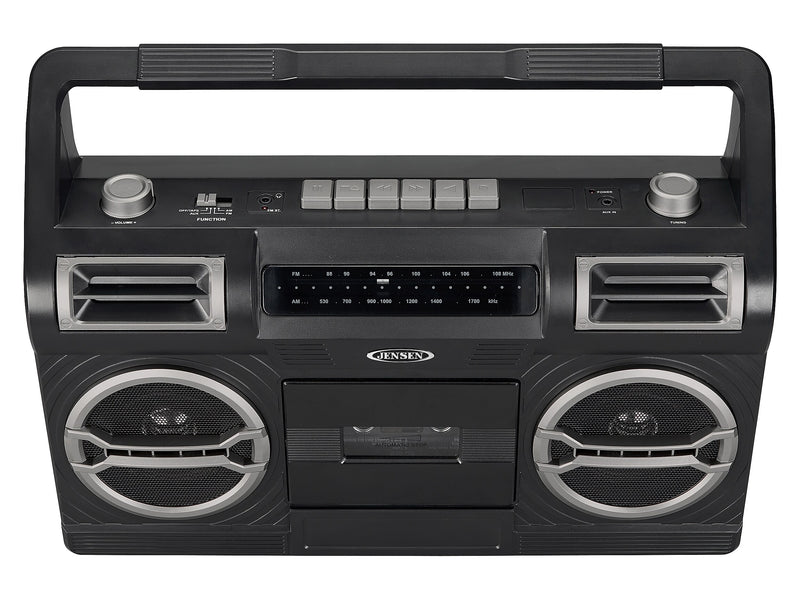 Jensen MCR-500 Portable AM/FM Radio Cassette Recorder/Player, Black
