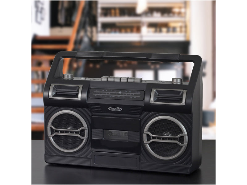 Jensen MCR-500 Portable AM/FM Radio Cassette Recorder/Player, Black
