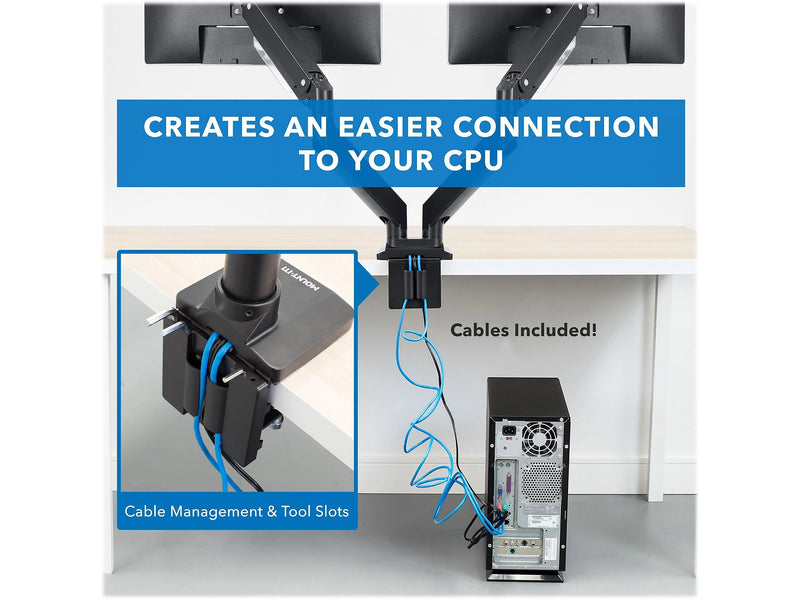 Mount-It! Adjustable Dual-Monitor Mount, Up to 35", Black (MI-4772)