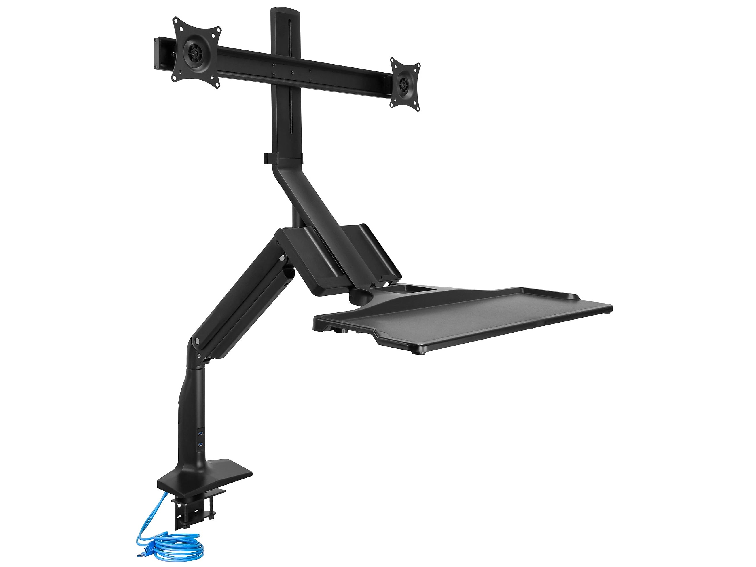 Mount-It! Adjustable Dual-Monitor Mount, Up to 27", Black (MI-7984)