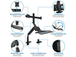 Mount-It! Adjustable Dual-Monitor Mount, Up to 27", Black (MI-7984)