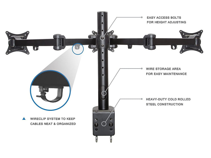 Mount-It! Adjustable Triple Monitor Mount, Up to 32", Black (MI-753XL)