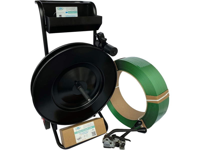 1/2" x 0.025" x 5800' Polyester Strapping Kit, 16" x 6", Hand Grade (C.PSK.12.5800-D)