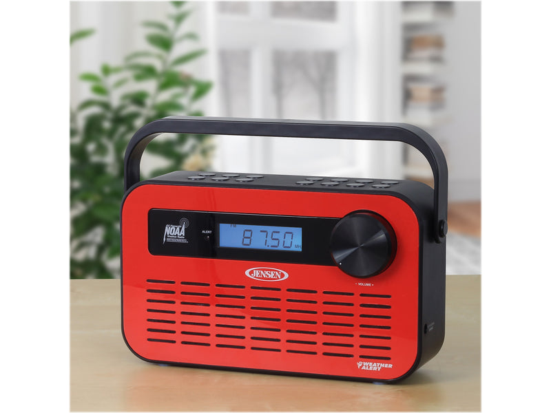 Jensen JEP-250 AM/FM Weather Alert Radio, Red/Black (JEP-250)
