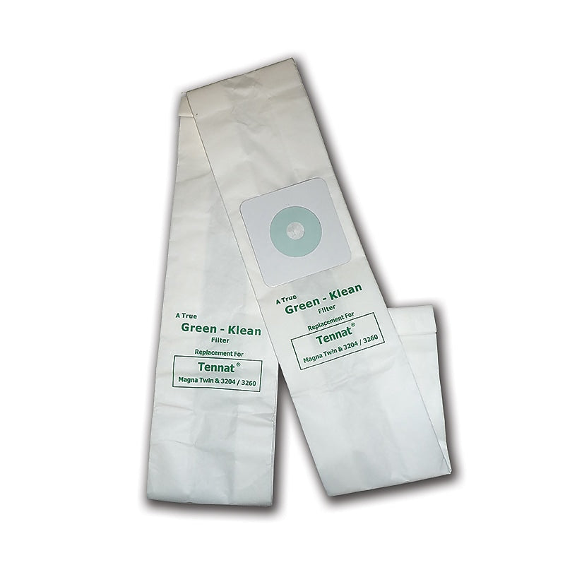 Green Klean® Replacement Vacuum Bags For Tennant Magna Twin 2200/2600, 3240/3260, Nobles S-Vac, Blue Star 22" DM, 10/pk