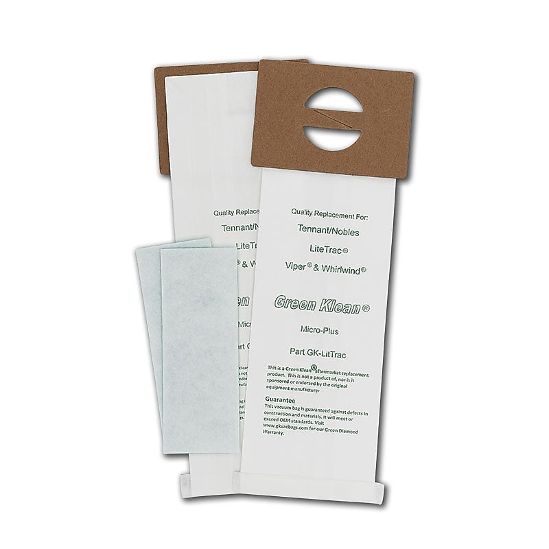 Green Klean® Replacement Vacuum Bags Fits Tennant/Nobles LiteTrac, 2200, Viper & Whirlwind,V-HDU-14, 3220,Blue Star 16", 10/pk