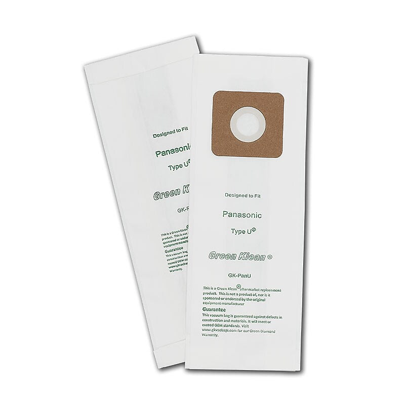 Green Klean® Replacement Vacuum Bags Fit Panasonic® upright, Type U, U3, U6, Koblenz U800-U900, Mastercraft QC1415, 10/pk