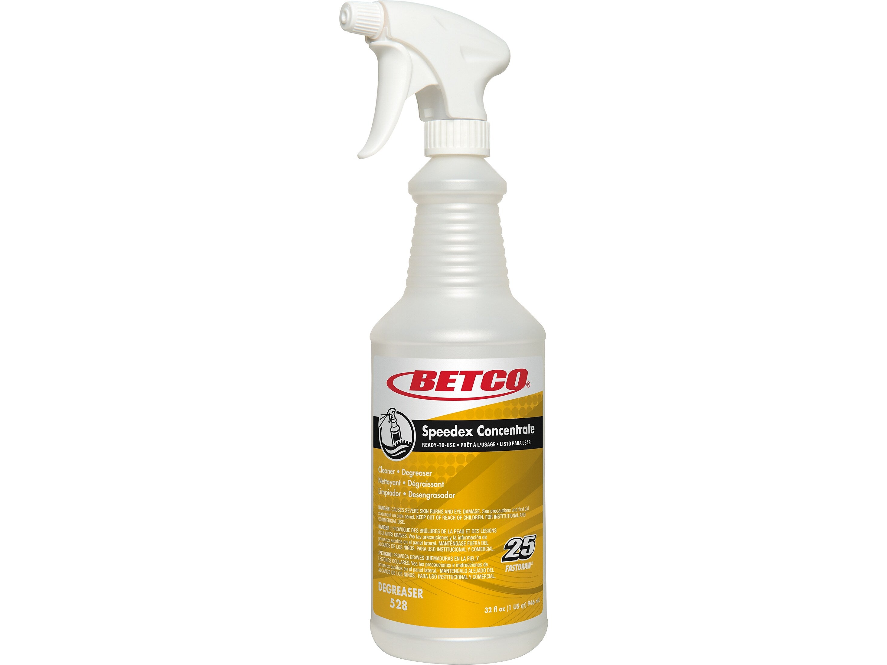 Betco Speedex 32 oz. Spray Bottle with Trigger, White/Yellow, 12/Carton (5283200)
