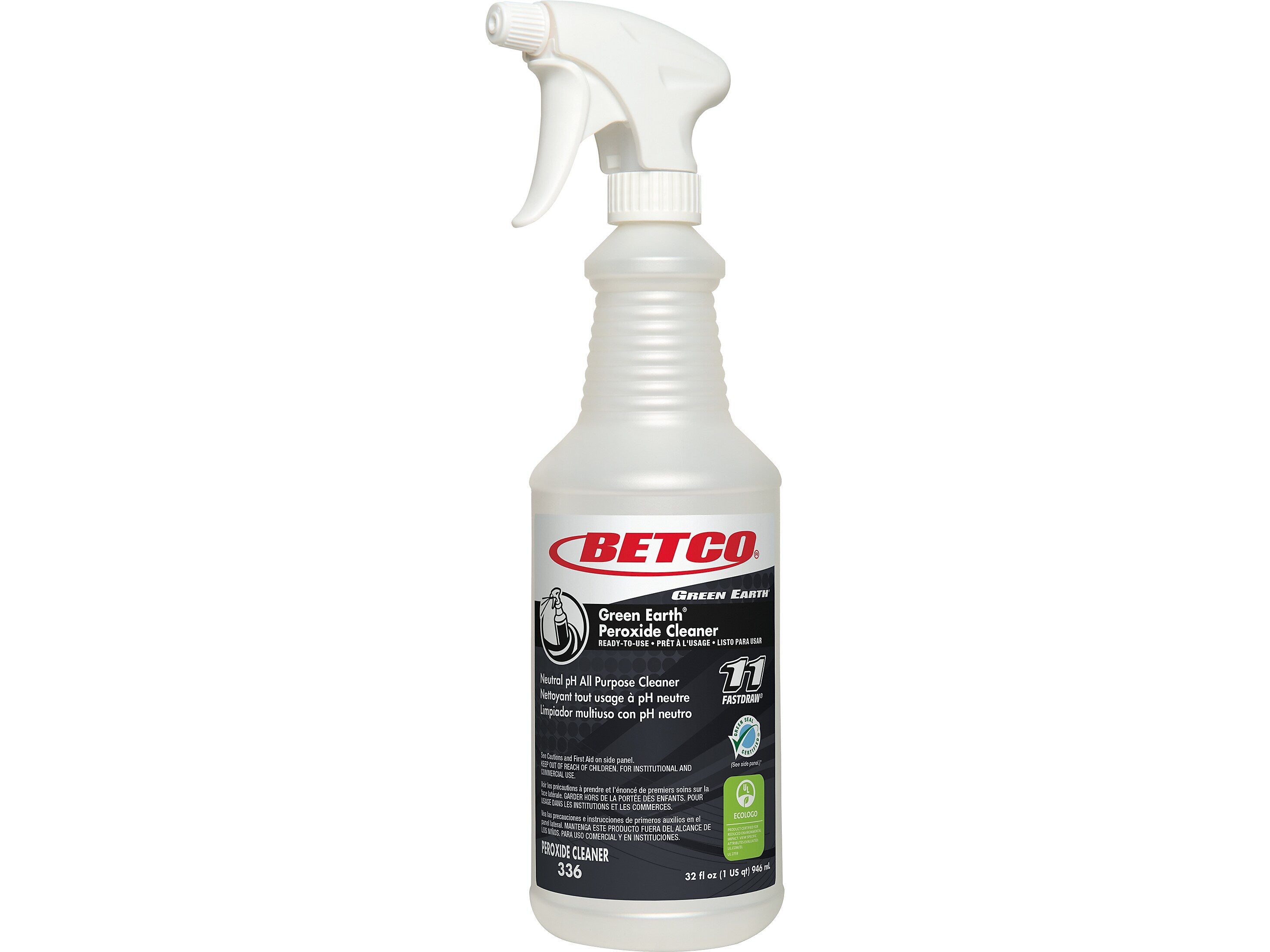 Betco Green Earth 32 oz. Spray Bottle with Trigger, White/Black, 12/Carton (3363200)