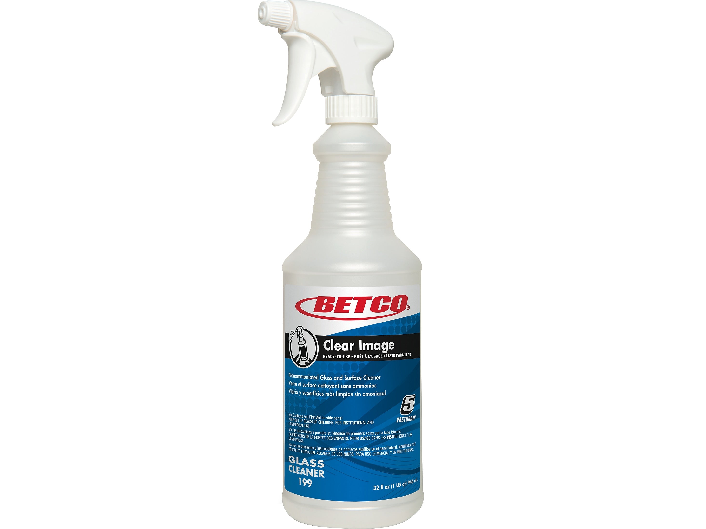 Betco Clear Image 32 oz. Spray Bottle with Trigger, White/Blue, 12/Carton (1993200)