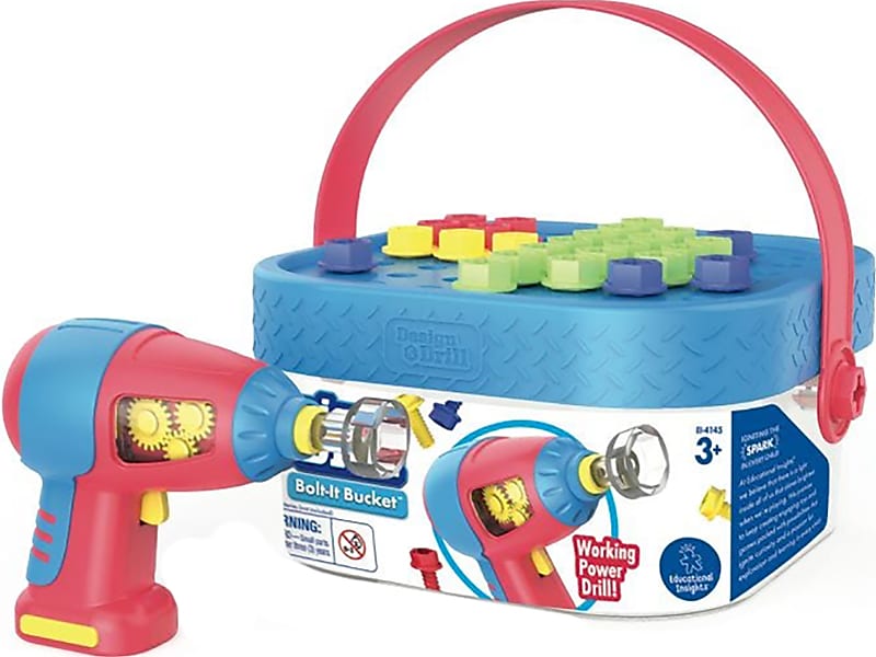 Educational Insights Design and Drill Bolt-It Bucket, 1.8" x 9" x 7.9", Multicolor (4145)