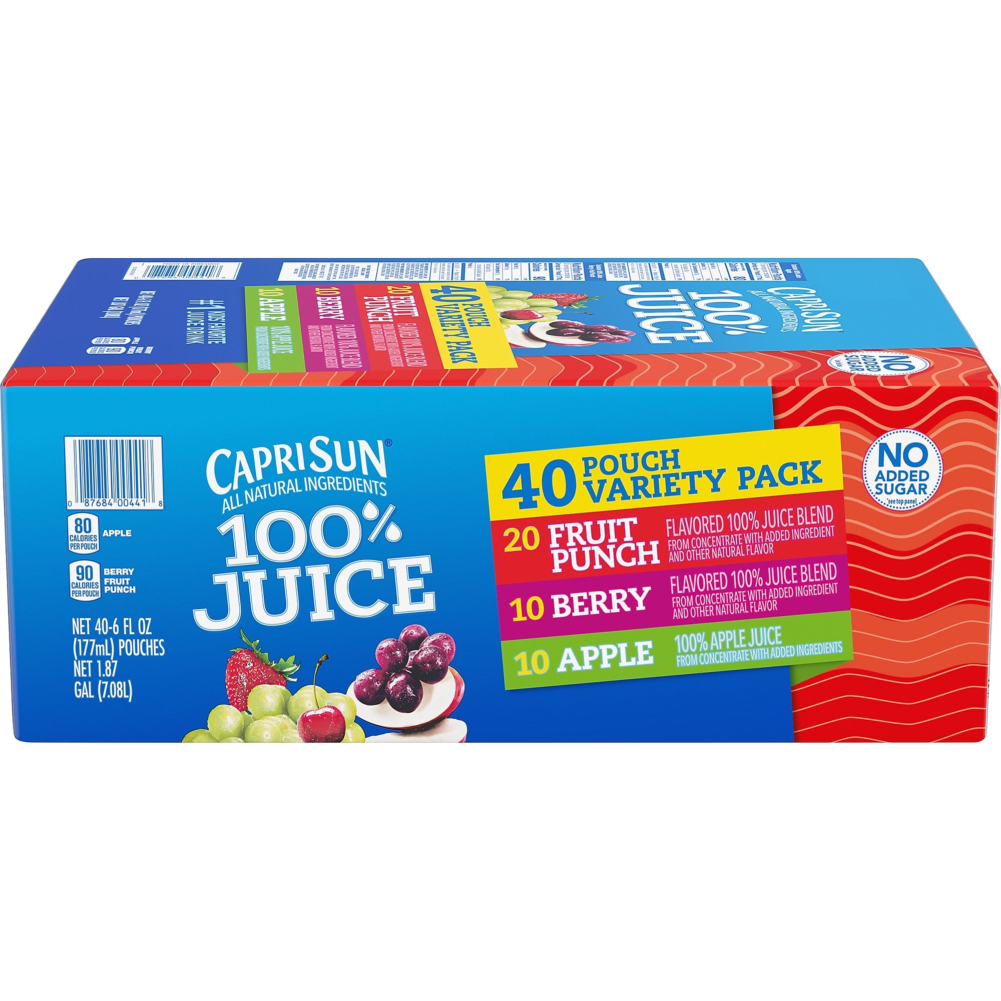 Capri Sun 100% Juice Variety Pack Pouches, 6 fl. oz., 40/Box (441)