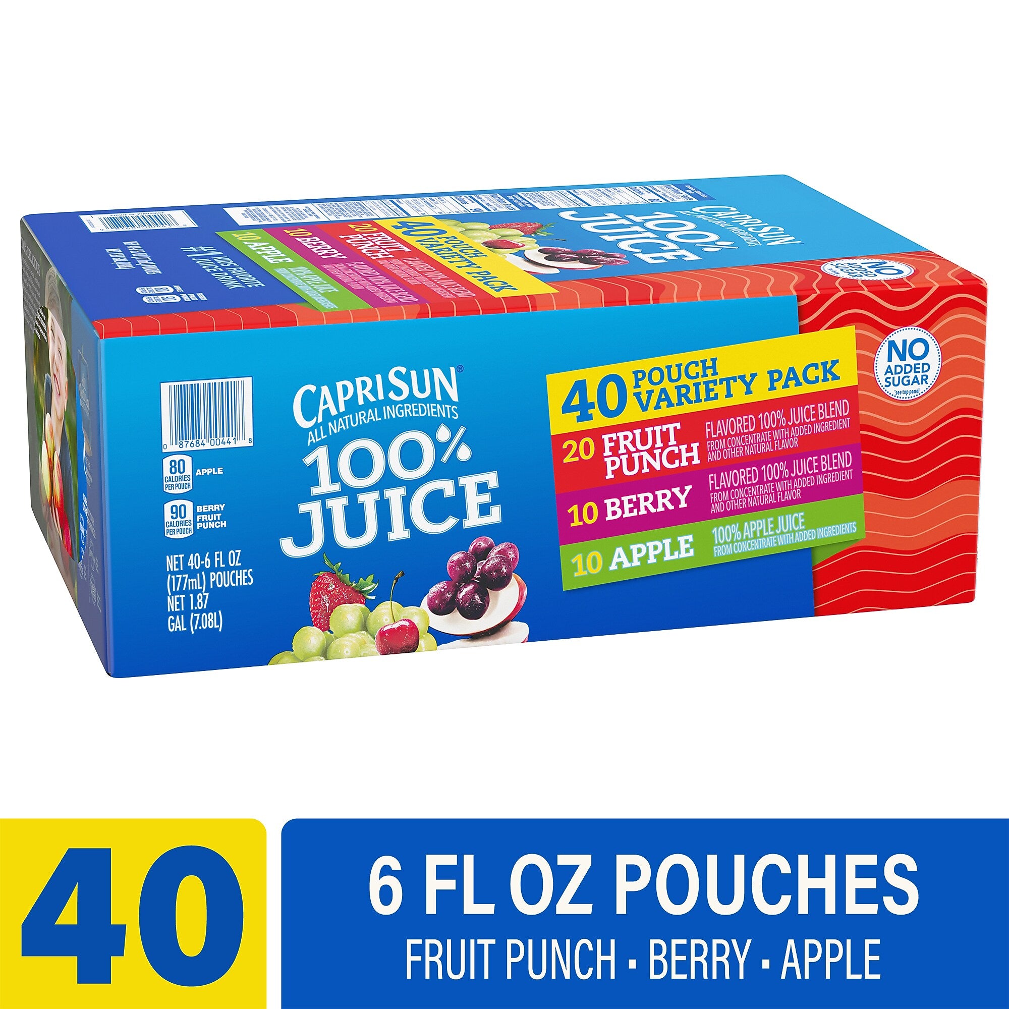 Capri Sun 100% Juice Variety Pack Pouches, 6 fl. oz., 40/Box (441)