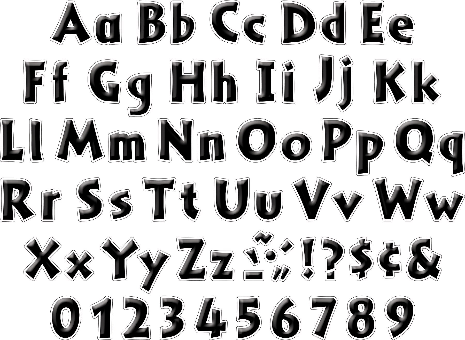 Barker Creek Black Tie Affair  4" Letters and Numbers, Black, 255/Pack (LL1713)