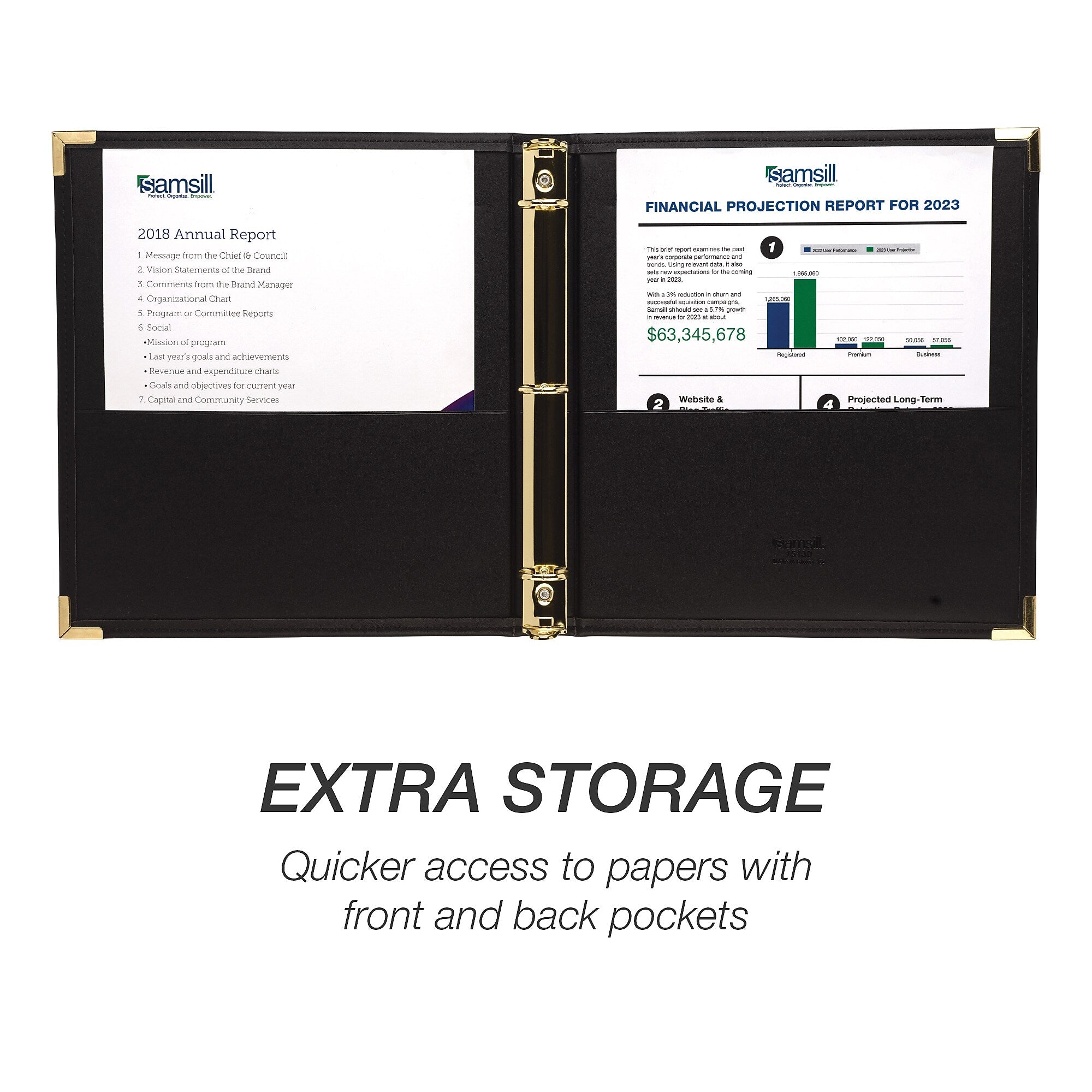 Samsill Classic Executive 1" Non-View Binder, 3-Ring , Black (SAM15130)