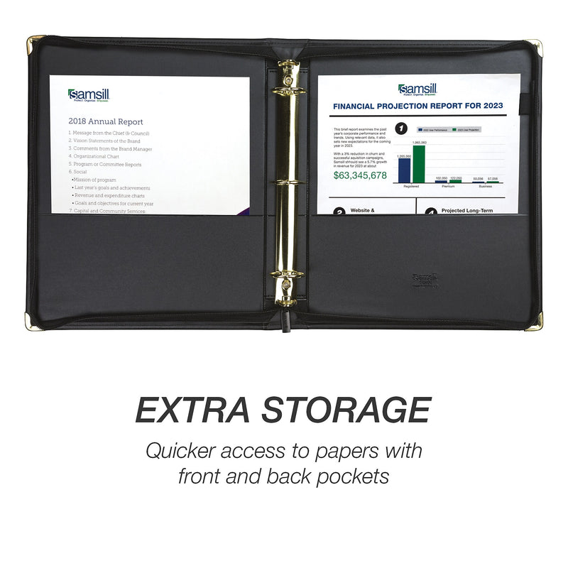 Samsill Classic Collection Vinyl Padfolio, Black (15250)