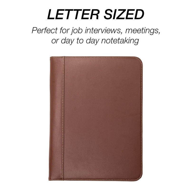 Samsill Contrast Stitch Leather Padfolio, Tan (SAM71716)