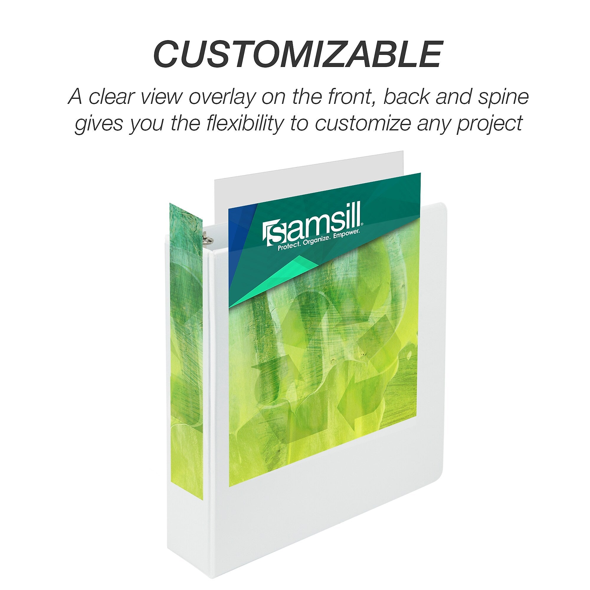 Samsill Earth's Choice Plant-Based Durable 2" View Binders, 3 Ring Binder, Made in USA, White, 4/Pack (I08967)