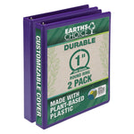Samsill Earth's Choice 1"  View Binders, 3-Ring, Made in USA, Purple, 2/Pack (U86308)