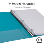Samsill Fashion Colors 1"  View Binders, 3-Ring, Made in USA, Teal, 2/Pack (U86377)