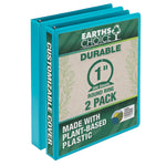 Samsill Fashion Colors 1"  View Binders, 3-Ring, Made in USA, Teal, 2/Pack (U86377)