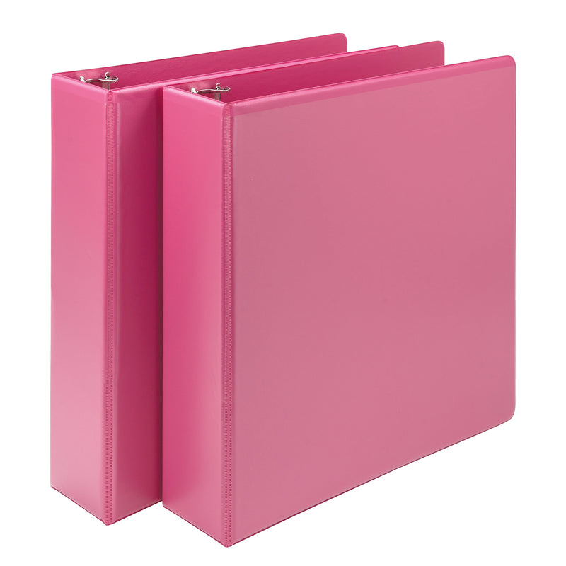 Samsill Earth's Choice Plant-Based Durable 2" View Binders, 3-Ring , Made in USA, Pink Berry, 2/Pack (SAMU86676)