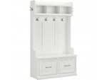Bush Furniture Woodland 40W Hall Tree and Shoe Storage Bench with Doors, White Ash (WDL001WAS)