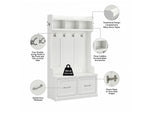 Bush Furniture Woodland 40W Hall Tree and Shoe Storage Bench with Doors, White Ash (WDL001WAS)