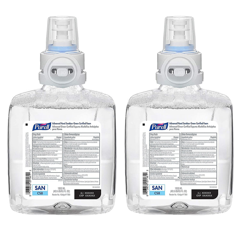PURELL Advanced 70% Alcohol Foaming Hand Sanitizer Refill for CS8 Dispensers, 1200 mL, 2/Carton  (7851-02)