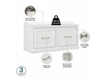 Bush Furniture Woodland 40W Shoe Storage Bench with Doors and Wall Mounted Coat Rack, White Ash (WDL003WAS)