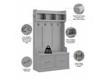 Bush Furniture Woodland 40W Hall Tree and Shoe Storage Bench with Doors, Cape Cod Gray (WDL001CG)