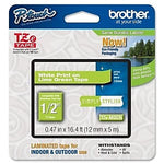 Brother P-touch TZe-MQG35 Laminated Label Maker Tape, 1/2" x 16-4/10', White on Lime Green (TZe-MQG35)