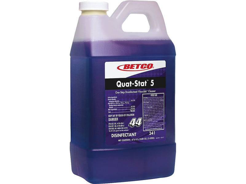 Betco Quat-Stat 5 One-Step Disinfecting Virucide Cleaner, Lavender Scent, 2L, 4/Carton (3414700)