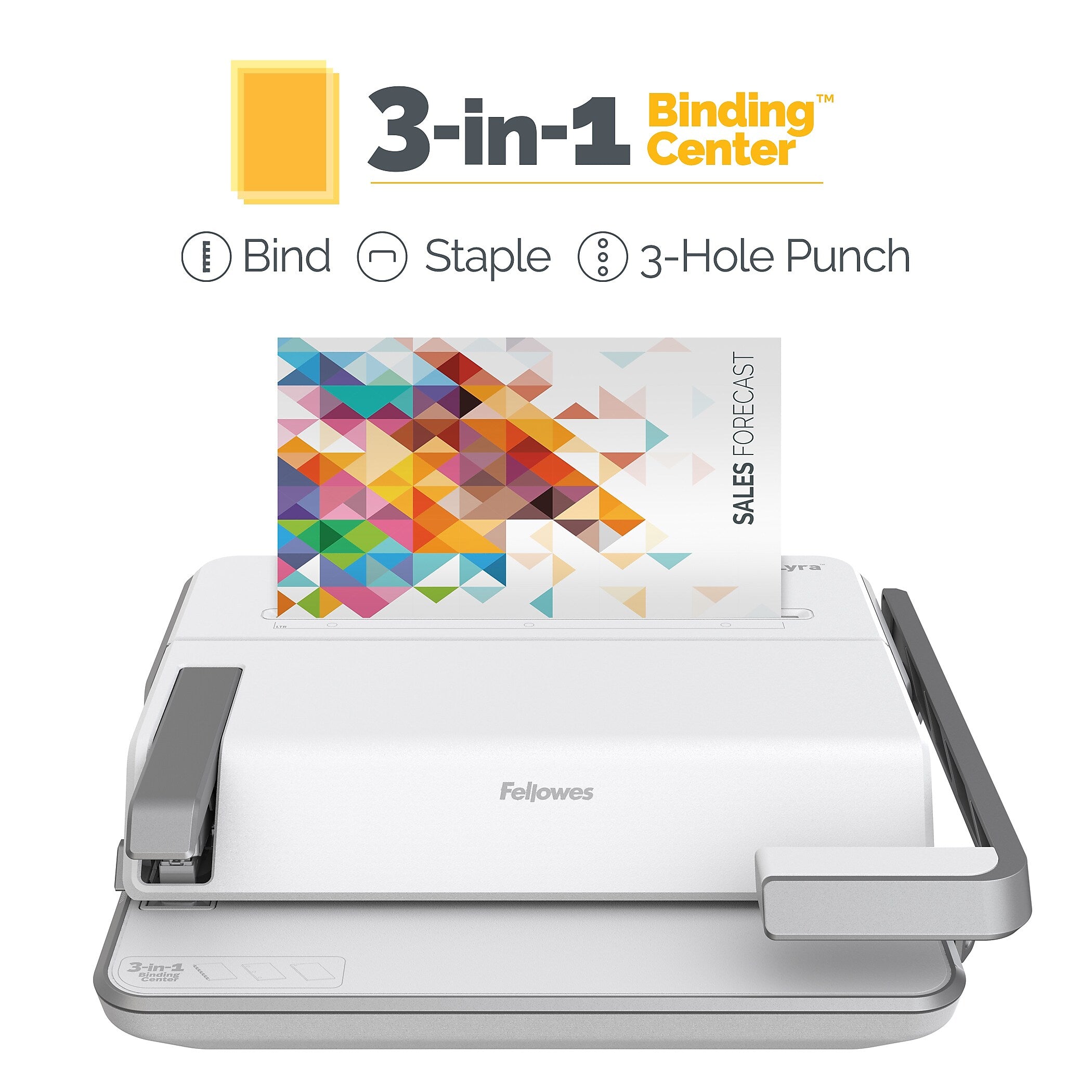 Fellowes Lyra Patented 3-in1 Comb Binding Machine, 30 Sheet Capacity, White/Gray (5603001)