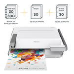 Fellowes Lyra Patented 3-in1 Comb Binding Machine, 30 Sheet Capacity, White/Gray (5603001)