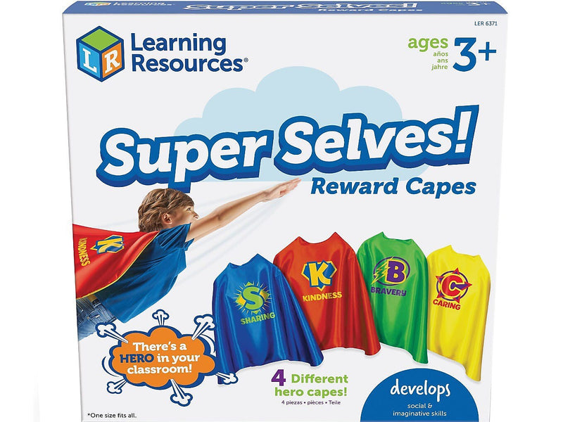 Learning Resources Super Selves! Reward Capes, Blue/Red/Green/Yellow, 4/Pack (LER6371)