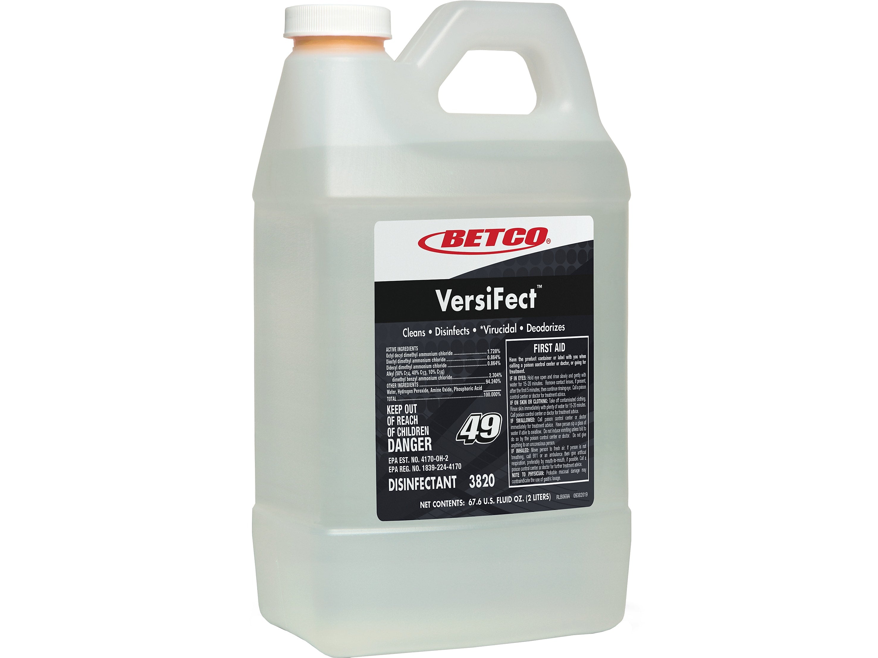 Betco VersiFect Disinfectant, Fresh Scent, 67.6 Oz., 4/Carton (38204700)