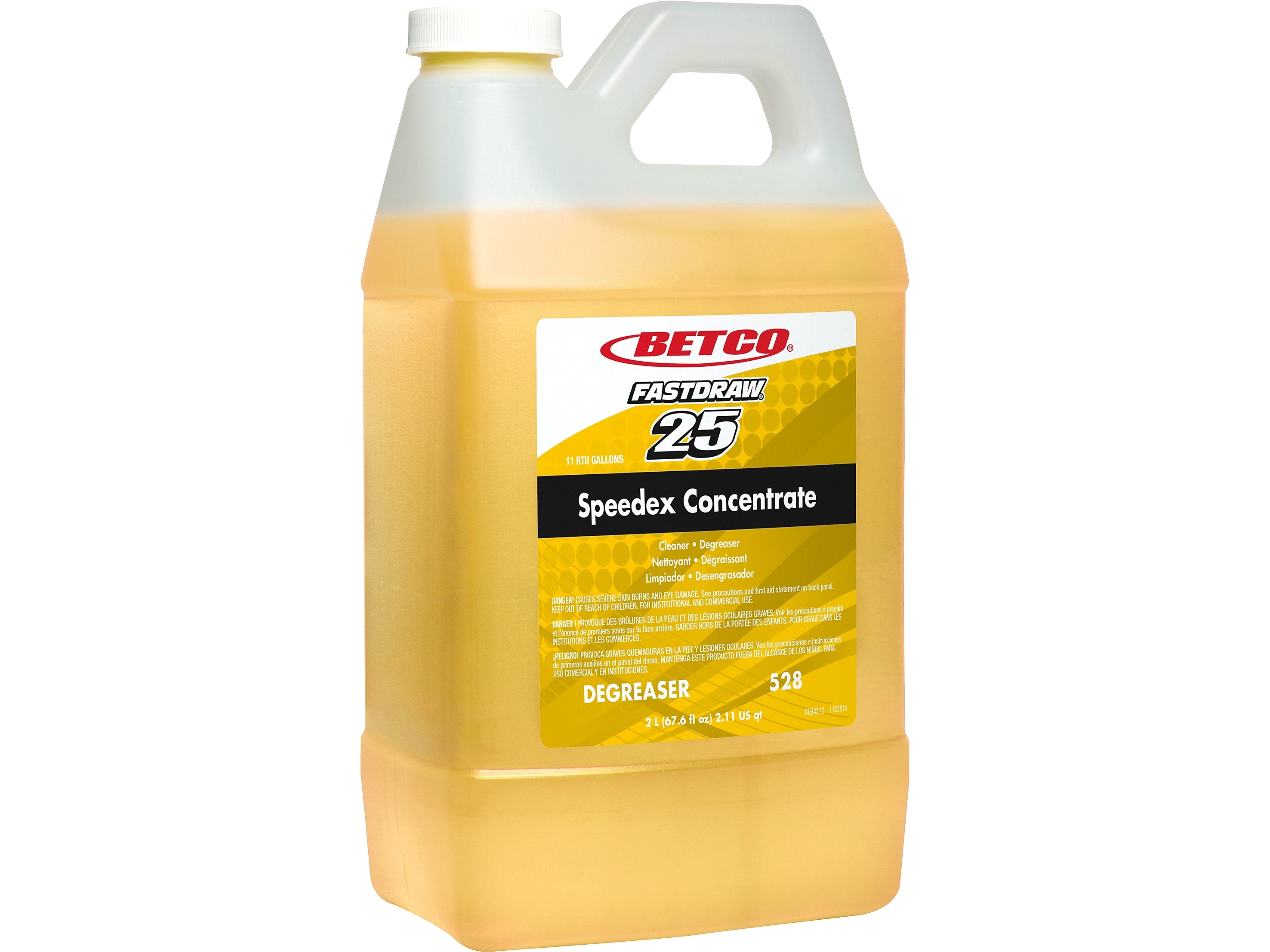 Betco Speedex FastDraw 25 Concentrate Heavy-Duty Degreaser, Lemon Scent, 67.6 Oz., 4/Carton (5284700)