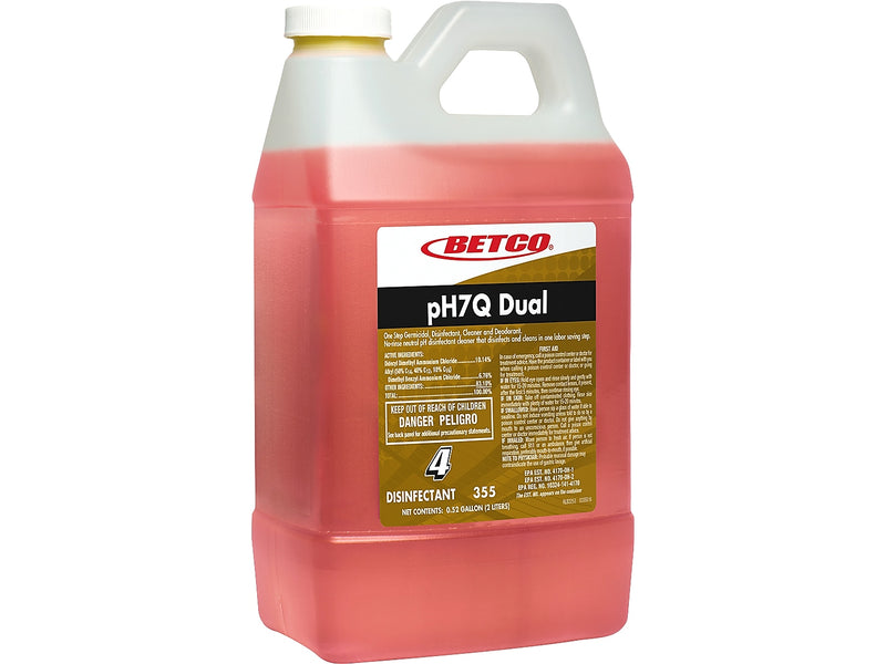 Betco pH7Q Dual Neutral Disinfectant Cleaner for FastDraw Systems, Pleasant Lemon, 67.6 oz., 4/Carton (3554700)