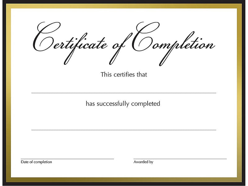 Great Papers Completion Certificates, 8.5" x 11", White/Black/Gold, 15/Pack (2020150)