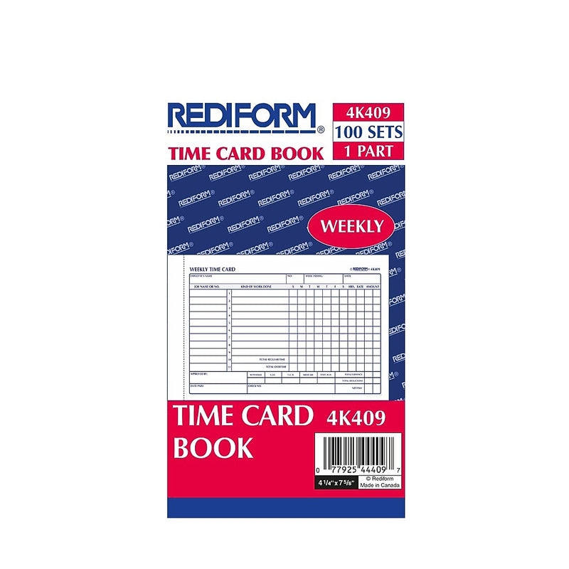 Rediform Weekly Time Card Pad, 100 Cards/Pad (4K409)