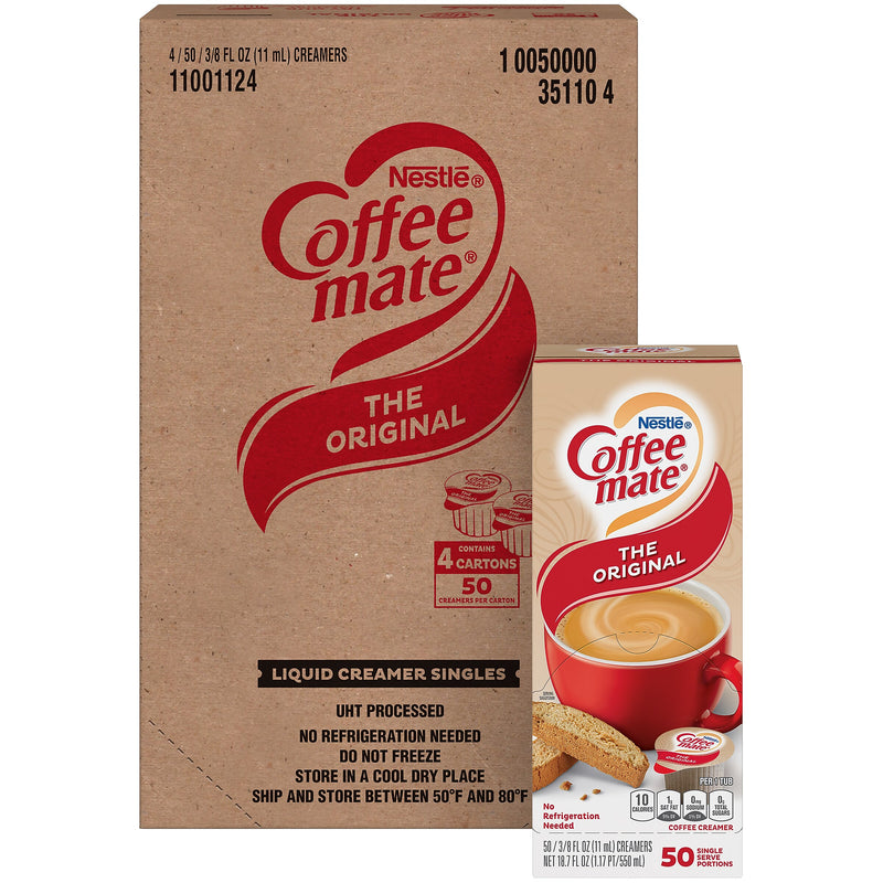 Coffee mate Original Dairy Free Liquid Creamer, 50 Creamers/Pack, 4/Pack (283-00008)