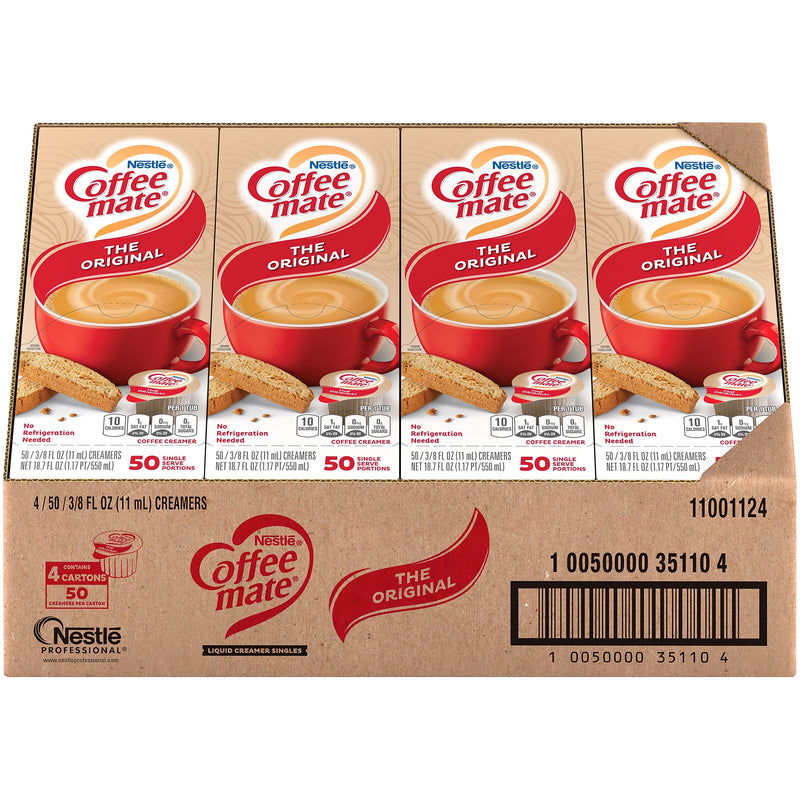 Coffee mate Original Dairy Free Liquid Creamer, 50 Creamers/Pack, 4/Pack (283-00008)