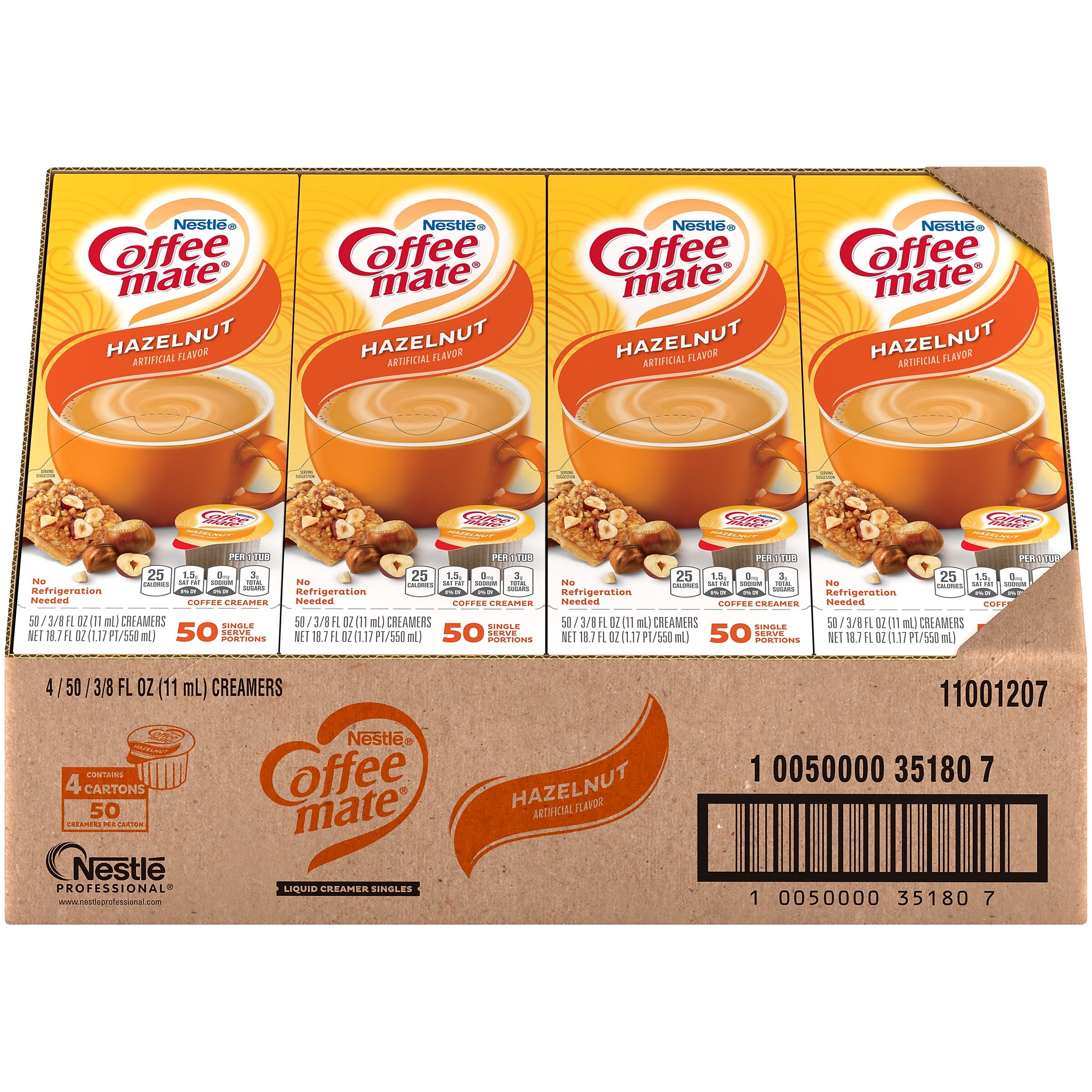 Coffee mate Hazelnut Liquid Creamer, 0.38 oz., 200/Carton (NES35180CT)
