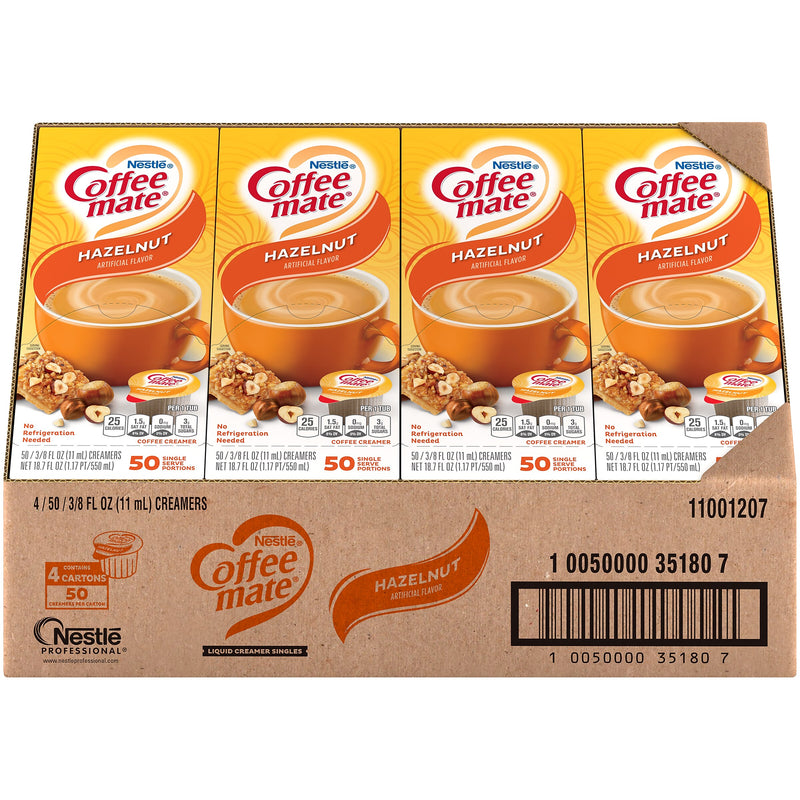 Coffee mate Hazelnut Liquid Creamer, 0.38 oz., 200/Carton (NES35180CT)