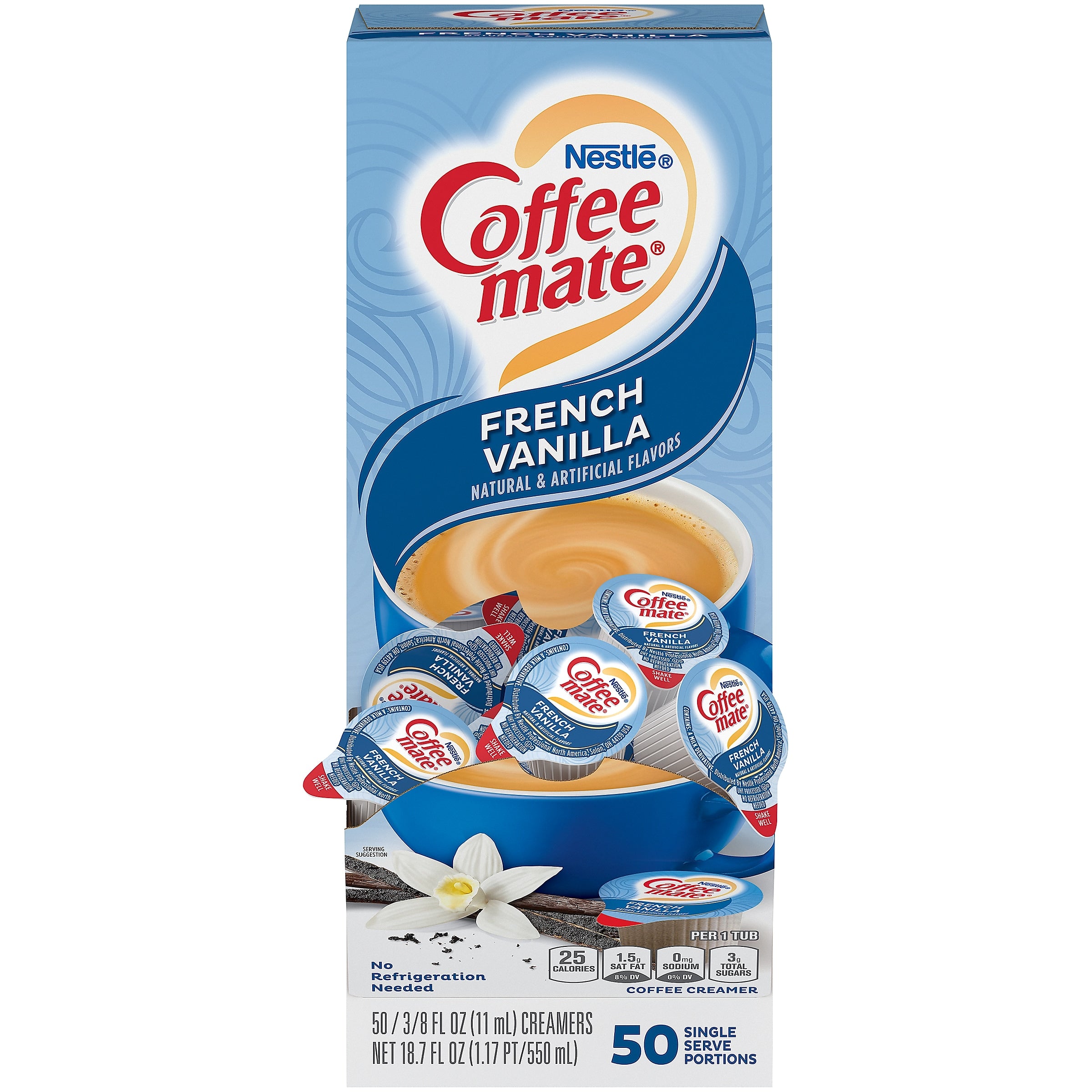 Coffee mate French Vanilla Liquid Creamer, 0.38 Oz., 50/Box (35170)