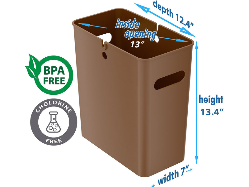 iTouchless SlimGiant Polypropylene Trash Can with no Lid, Toffee Brown, 4.2 gal., 6/Pack (SG105Nx6)