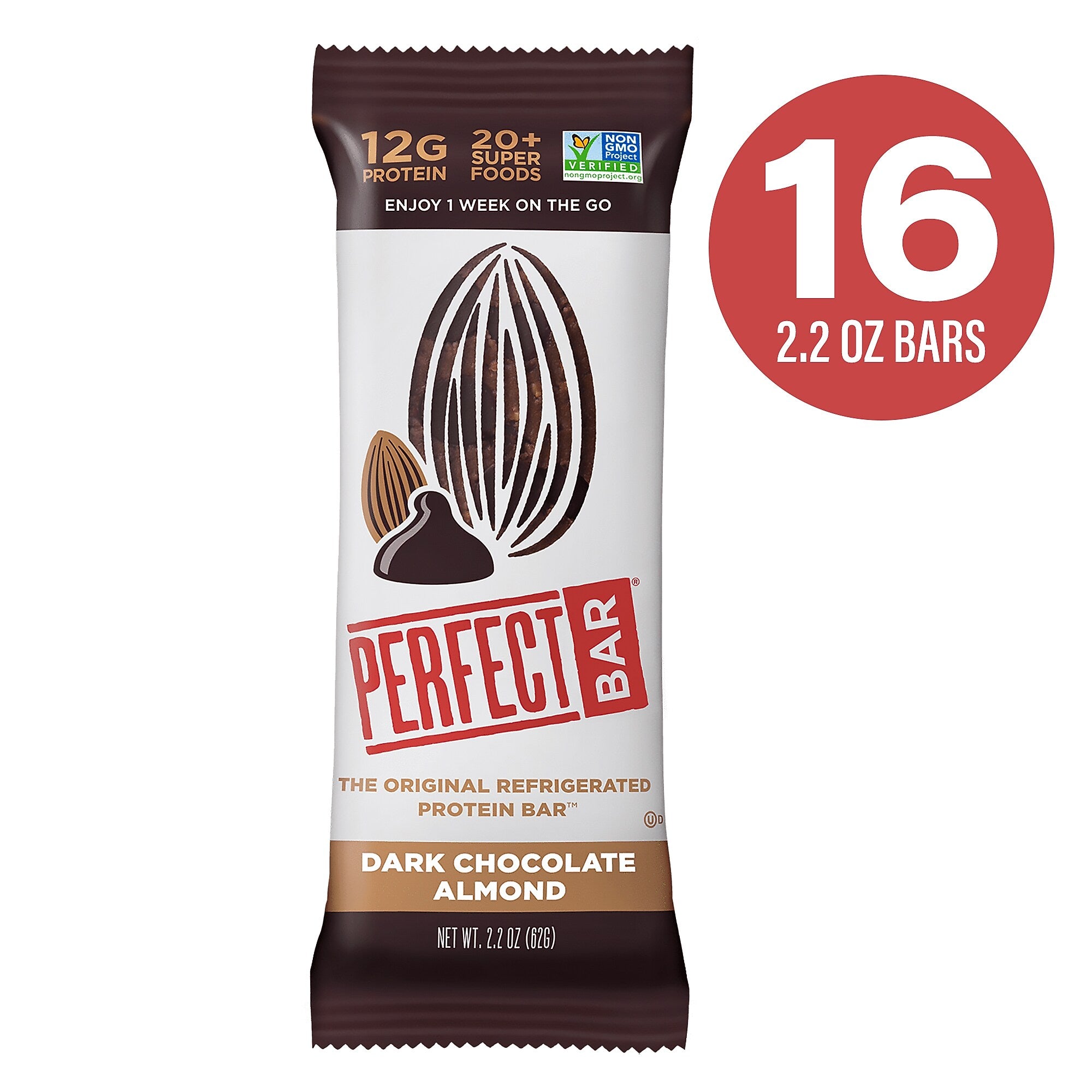 Perfect Snacks Gluten Free Dark Chocolate Almond Protein Bar, 2.2 oz., 16 Bars/Box (307-00246)