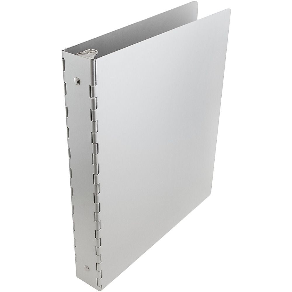JAM Paper Heavy Duty 1 1/2" 3-Ring Non-View Binder, Silver Aluminum (301933554)