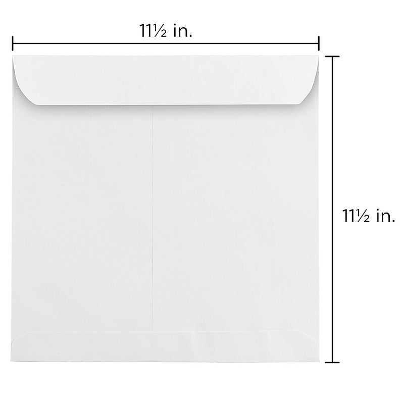 JAM Paper 11.5" x 11.5" Large Square Invitation Envelopes, White, 25/Pack (3992321)